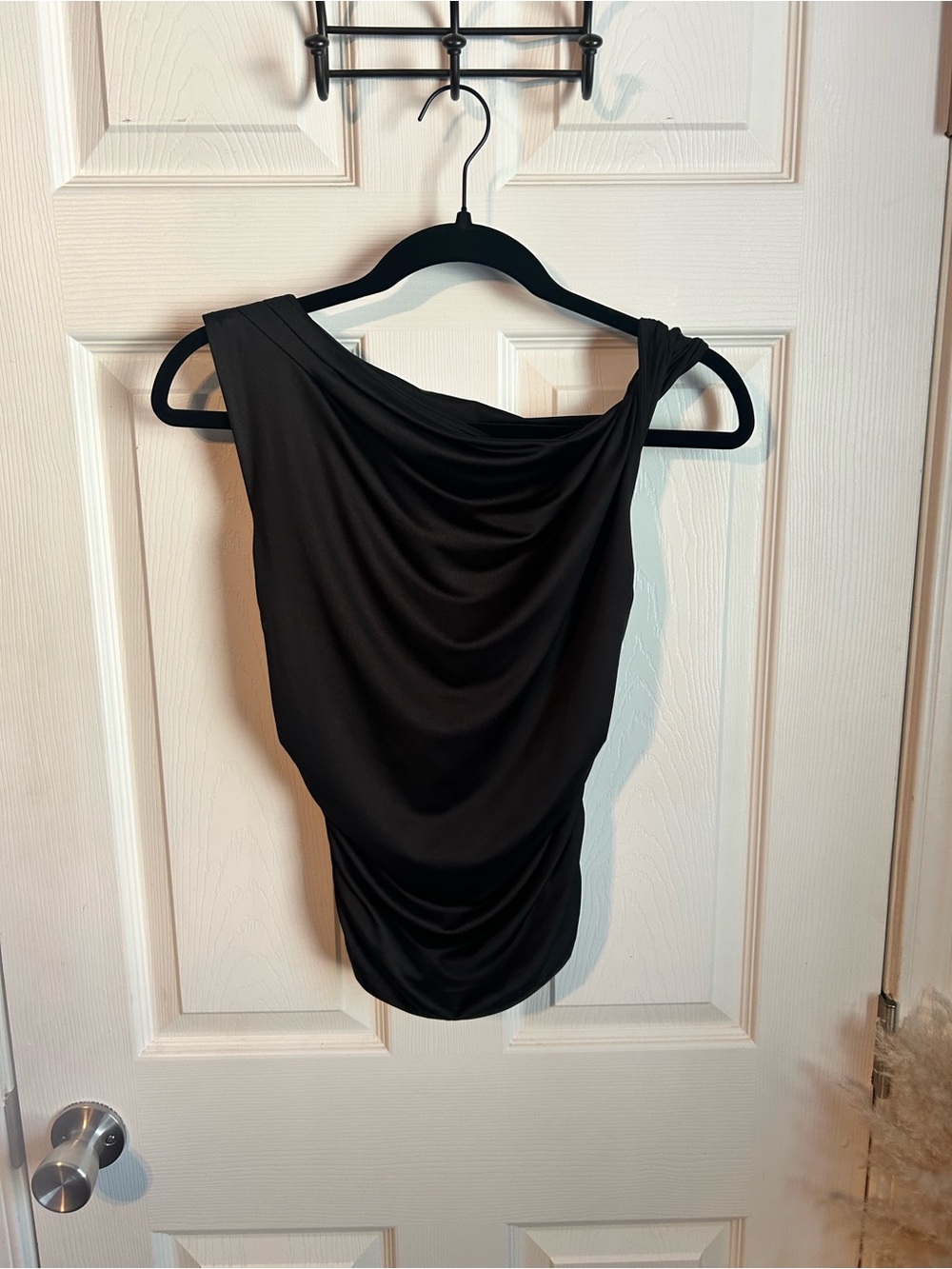 Workshop Clothing Black Draped Twisted-Shoulder Camisole